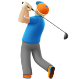 man golfing: medium-light skin tone