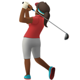 woman golfing: medium-dark skin tone