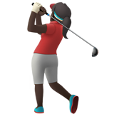 woman golfing: dark skin tone