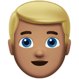 man: medium skin tone, blond hair