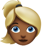 woman: medium-dark skin tone, blond hair