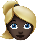woman: dark skin tone, blond hair