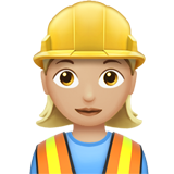 woman construction worker: medium-light skin tone