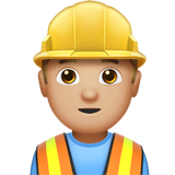 man construction worker: medium-light skin tone