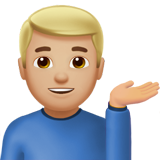 man tipping hand: medium-light skin tone