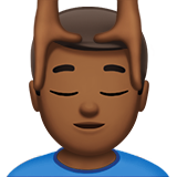 man getting massage: medium-dark skin tone