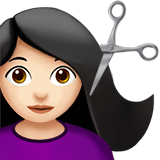 woman getting haircut: light skin tone