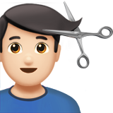 man getting haircut: light skin tone