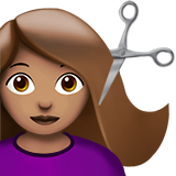 woman getting haircut: medium skin tone