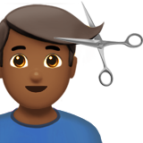 man getting haircut: medium-dark skin tone