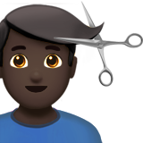 man getting haircut: dark skin tone