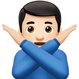 man gesturing NO: light skin tone