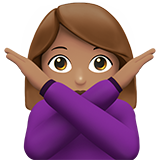 woman gesturing NO: medium skin tone