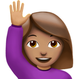 woman raising hand: medium skin tone