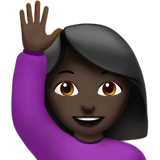 woman raising hand: dark skin tone