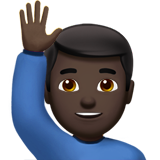 man raising hand: dark skin tone