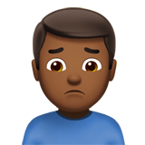 man frowning: medium-dark skin tone