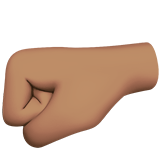 left-facing fist: medium skin tone