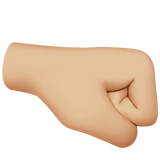 right-facing fist: medium-light skin tone