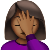 woman facepalming: medium-dark skin tone