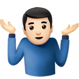 man shrugging: light skin tone