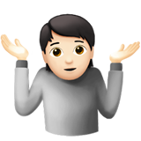 person shrugging: light skin tone