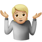 person shrugging: medium-light skin tone