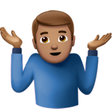 man shrugging: medium skin tone