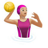 woman playing water polo: medium-light skin tone