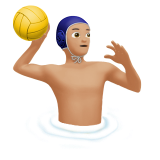 man playing water polo: medium-light skin tone