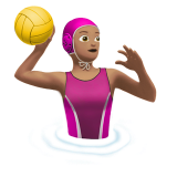 woman playing water polo: medium skin tone