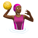woman playing water polo: medium-dark skin tone