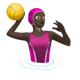 woman playing water polo: dark skin tone