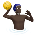 man playing water polo: dark skin tone