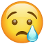 Sobrancelhas caídas emoji Whatsapp U + 1F622