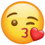 Beijo emoji Whatsapp U + 1F618