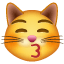 Beijo emoji gato Whatsapp U + 1F63D