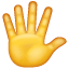 Mano alzata con le dita aperte Emoji U + 1F590