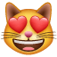 Faccina gatto occhi cuori U + 1F63B