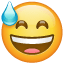 Emoji com boca aberta U + 1F605