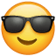 Emoji com óculos de sol U + 1F60E