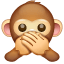 Monkey holding hands over mouth emoji U+1F64A Monkey holding hands over mouth emoji U+1F64A